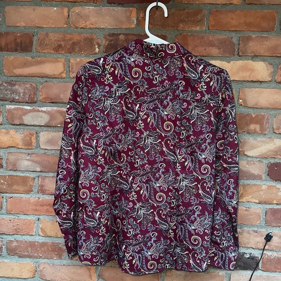 Foxcroft for Apple Seeds Paisley Cotton Wrinkle-Free Blouse ~ 10P Shaped - Picture 2 of 8